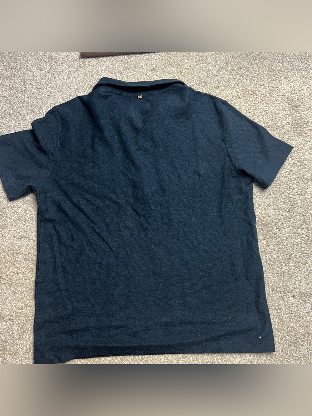 Billy Reid Polo Shirt Mens Large Blue Woven Hemp Cotton Short Sleeve Pullover - Picture 6 of 6